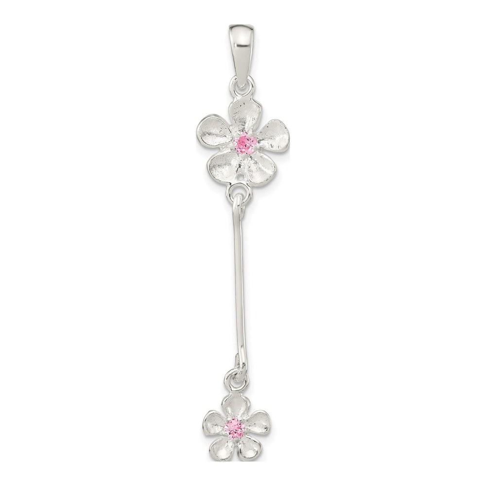 Sterling Silver CZ Flower Dangle Pendant