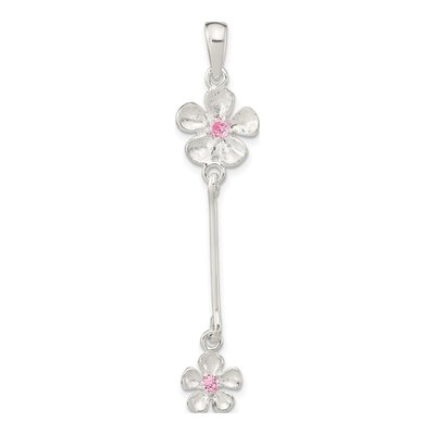 Sterling Silver CZ Flower Dangle Pendant