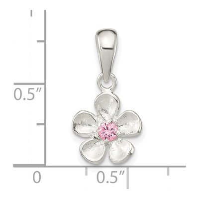 Sterling Silver CZ Flower Pendant – view 4