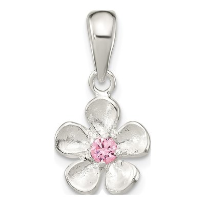 Sterling Silver CZ Flower Pendant