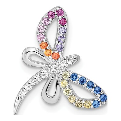 Sterling Silver CZ Dragonfly Slide Pendant