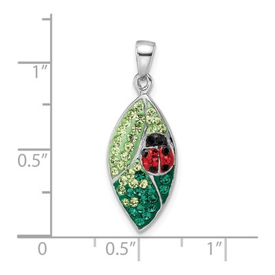 Sterling Silver Crystal Leaf Ladybug Pendant – view 4