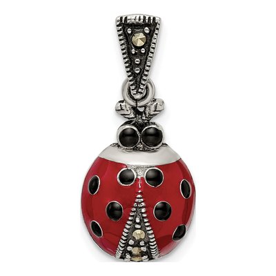 Sterling Silver Marcasite Ladybug Pendant