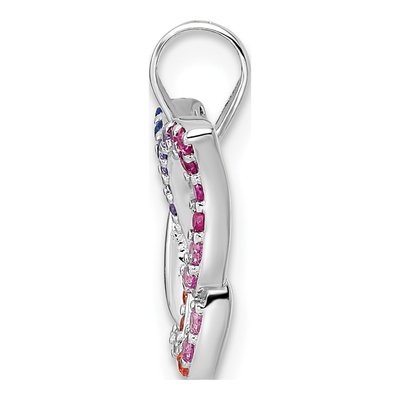 Sterling Silver CZ Multicolor Butterfly Pendant – view 3