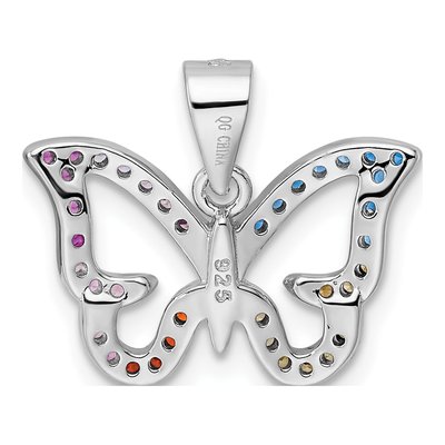 Sterling Silver CZ Multicolor Butterfly Pendant – view 5