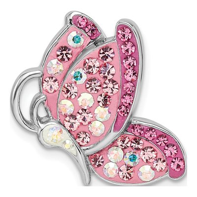 Sterling Silver Crystal Butterfly Slide Pendant