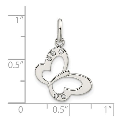 Sterling Silver CZ Butterfly Pendant – view 4