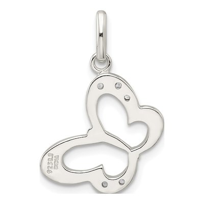 Sterling Silver CZ Butterfly Pendant – view 5