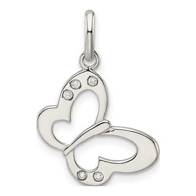 Sterling Silver CZ Butterfly Pendant