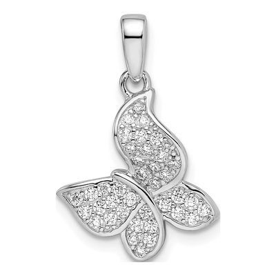 Sterling Silver CZ Butterfly Pendant
