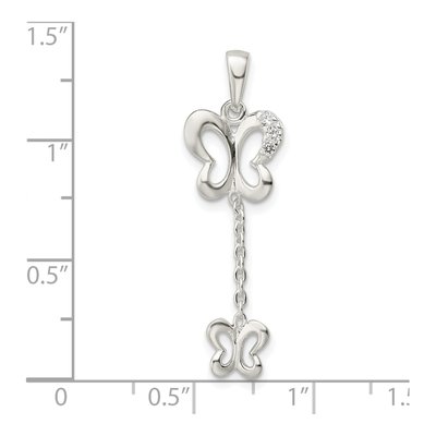 Sterling Silver CZ Butterfly Dangle Pendant – view 4