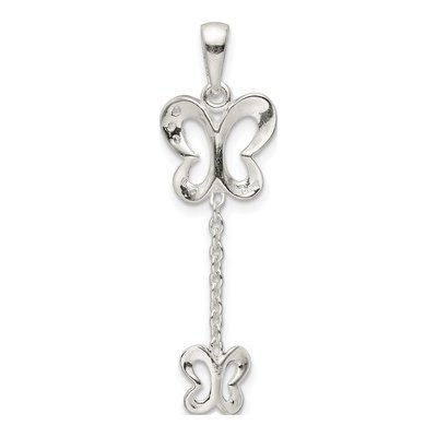 Sterling Silver CZ Butterfly Dangle Pendant – view 5