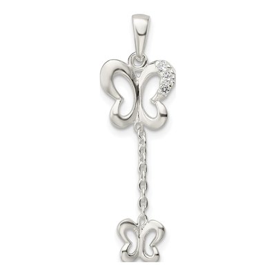 Sterling Silver CZ Butterfly Dangle Pendant