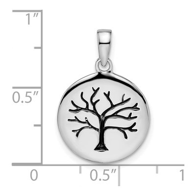 Sterling Silver Oxidized Circle Tree Pendant – view 4