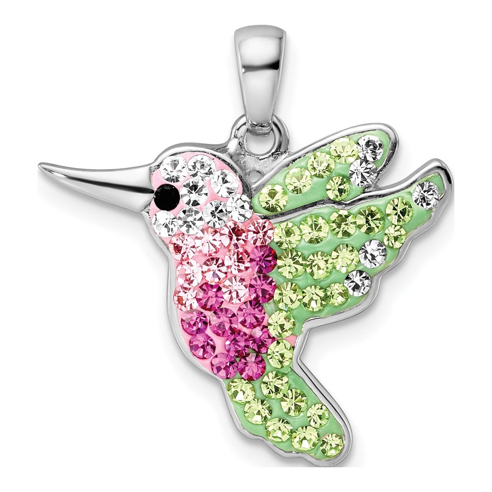 Sterling Silver Crystal Hummingbird Pendant