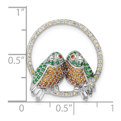 Sterling Silver CZ Birds on Perch Slide Pendant – view 4