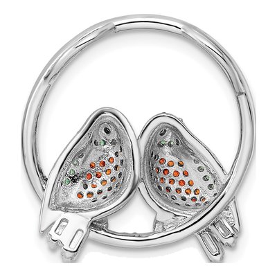 Sterling Silver CZ Birds on Perch Slide Pendant – view 5