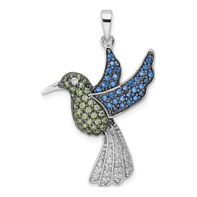 Sterling Silver CZ Hummingbird Pendant