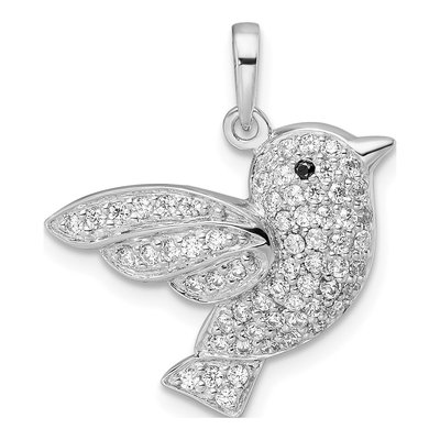 Sterling Silver CZ Bird Pendant