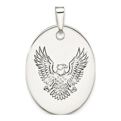 Sterling Silver Antiqued Eagle Oval Pendant