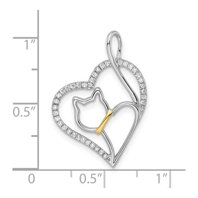 Sterling Silver CZ Cat Heart Pendant – view 4