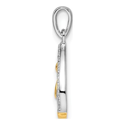 Gold-Plated Sterling Silver CZ Heart Two Cats Pendant – view 3