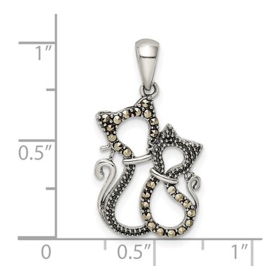 Sterling Silver Marcasite Cat Pendant – view 4