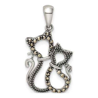 Sterling Silver Marcasite Cat Pendant