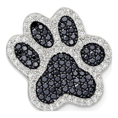 Sterling Silver CZ Paw Print Charm