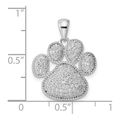 Sterling Silver CZ Paw Print Pendant – view 4