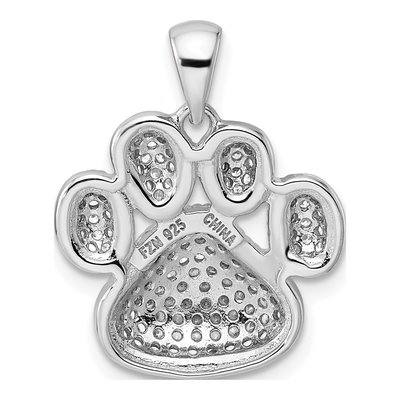 Sterling Silver CZ Paw Print Pendant – view 5