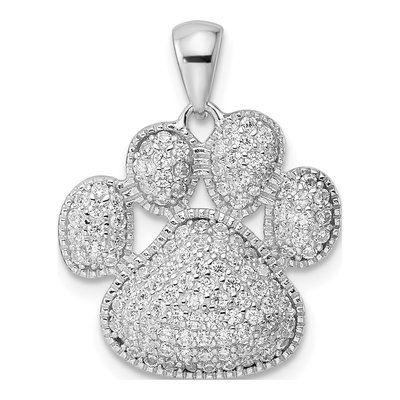Sterling Silver CZ Paw Print Pendant
