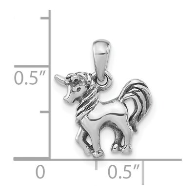 Sterling Silver Antiqued Unicorn Pendant – view 4