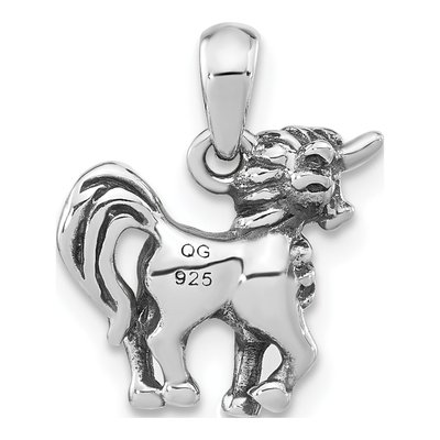 Sterling Silver Antiqued Unicorn Pendant – view 5