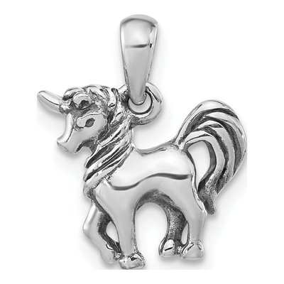 Sterling Silver Antiqued Unicorn Pendant
