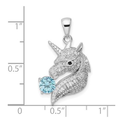 Sterling Silver CZ Unicorn Pendant – view 4