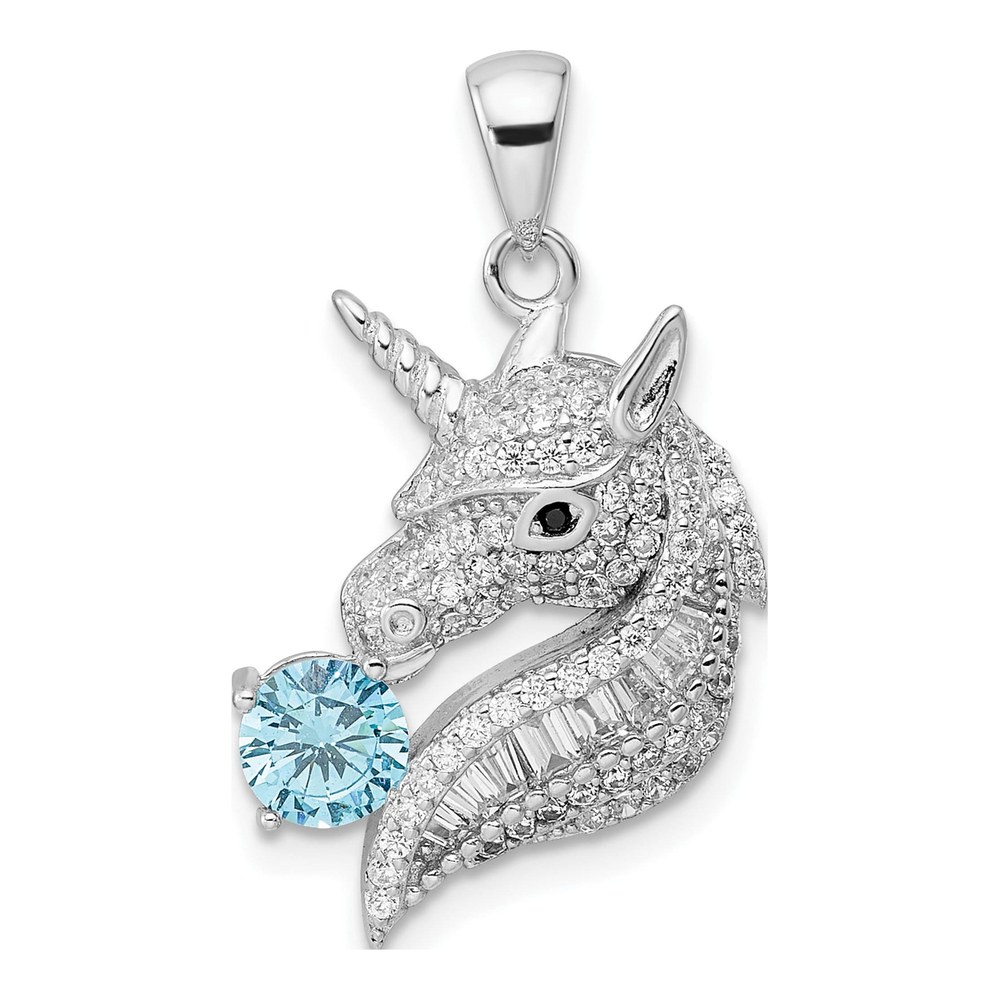 Sterling Silver CZ Unicorn Pendant