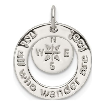 Sterling Silver Not All Who Wander Pendant