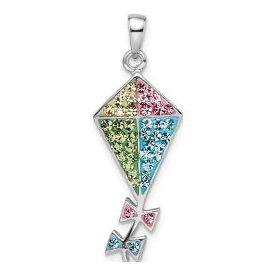 Sterling Silver Crystal Kite Pendant