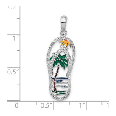 Sterling Silver Enameled Palm Tree Flip-Flop Pendant – view 2