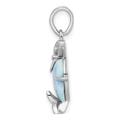 Sterling Silver Larimar Dolphin Pendant – view 3