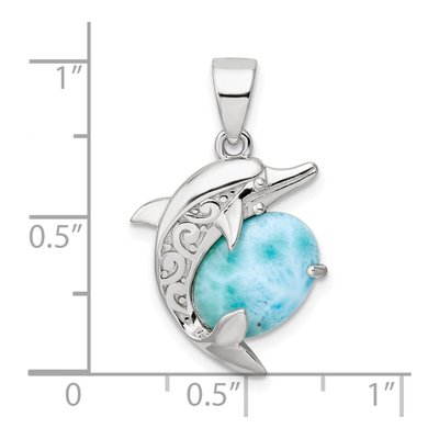 Sterling Silver Larimar Dolphin Pendant – view 4