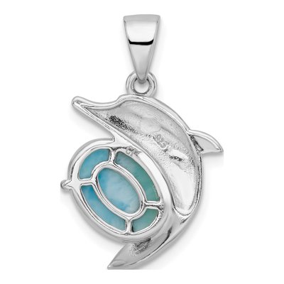 Sterling Silver Larimar Dolphin Pendant – view 5