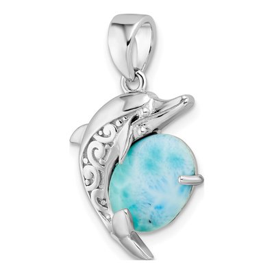 Sterling Silver Larimar Dolphin Pendant – view 6