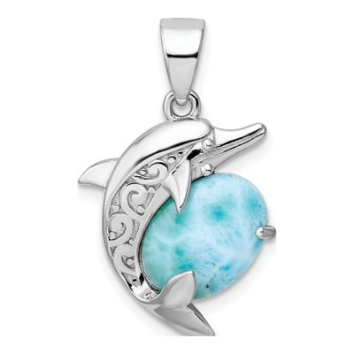 Sterling Silver Larimar Dolphin Pendant