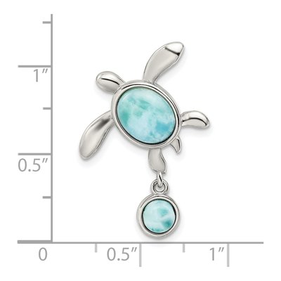 Sterling Silver Larimar Turtle Slide Pendant – view 4