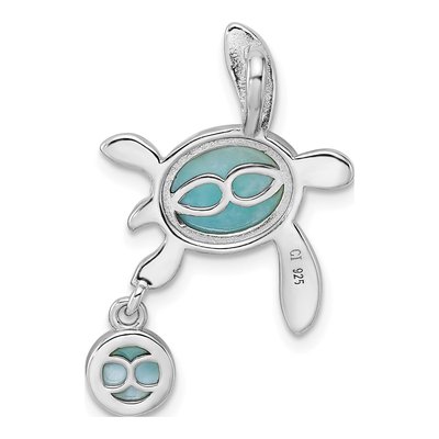 Sterling Silver Larimar Turtle Slide Pendant – view 5