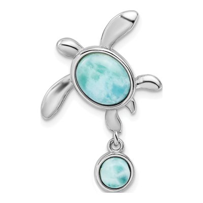 Sterling Silver Larimar Turtle Slide Pendant