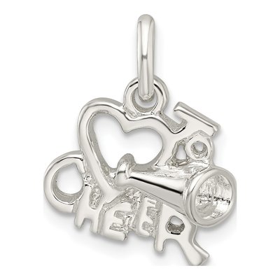 Sterling Silver I Love Cheer Pendant