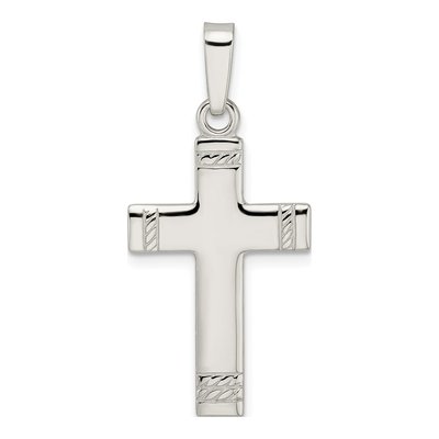 Sterling Silver Rope-Edge Latin Cross Pendant